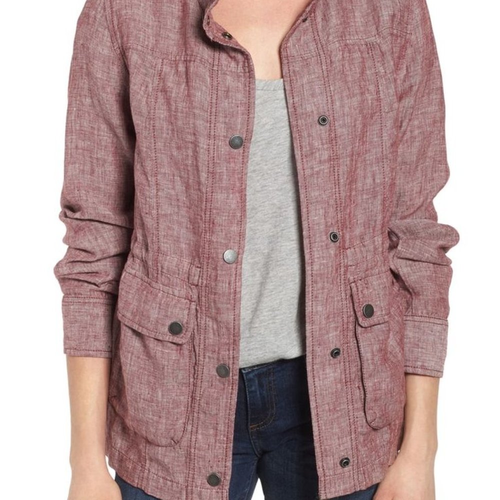Perfect for chilly nights! Caslon Cinch Waist Linen Utility Jacket, sz L